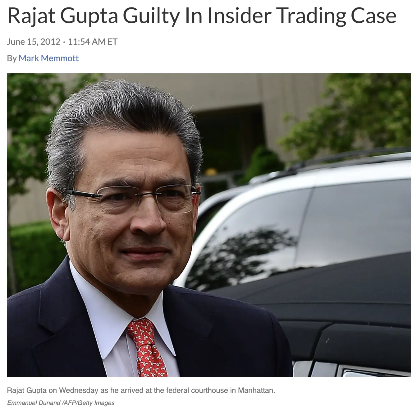 Ex-McKinsey Director Rajat Gupta Insider Trading Conviction. SEC, USA.